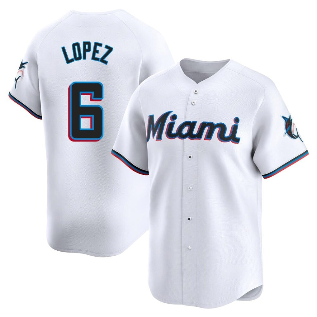 Choea M.Marlins #6 Otto Lopez Player White  Home Limited Stitched Jerseys