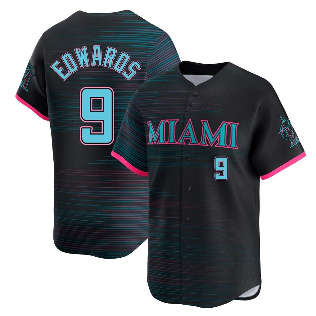 Choea M.Marlins #9 Xavier Edwards Player Black City Connect Home Limited Stitched Jerseys