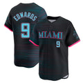 Choea M.Marlins #9 Xavier Edwards Player Black City Connect Home Limited Stitched Jerseys
