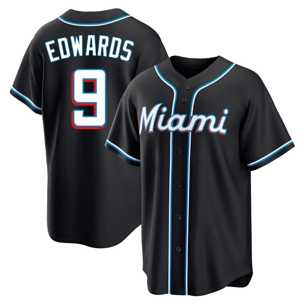 Choea M.Marlins #9 Xavier Edwards Player Black Fashion Out Home Game Stitched Jerseys