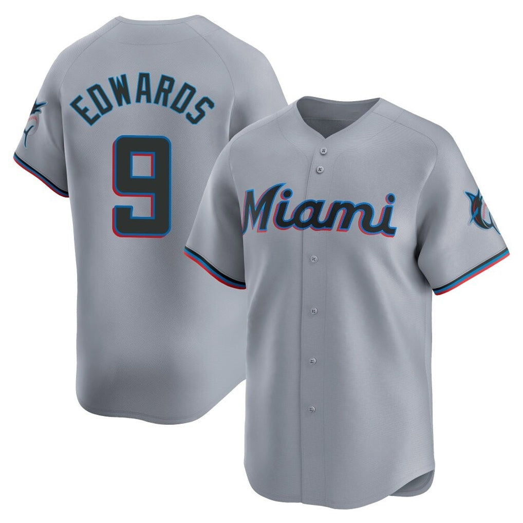 Choea M.Marlins #9 Xavier Edwards Player Gray Home Limited Stitched Jerseys
