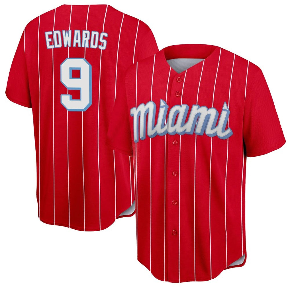 Choea M.Marlins #9 Xavier Edwards Player Red City Connect Home Game Stitched Jerseys
