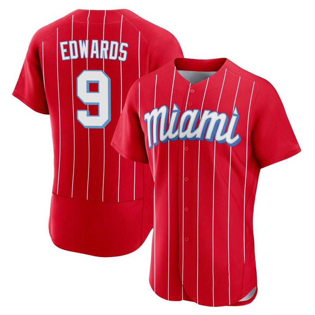 Choea M.Marlins #9 Xavier Edwards Player Red City Connect Home Limited Elite Stitched Jerseys