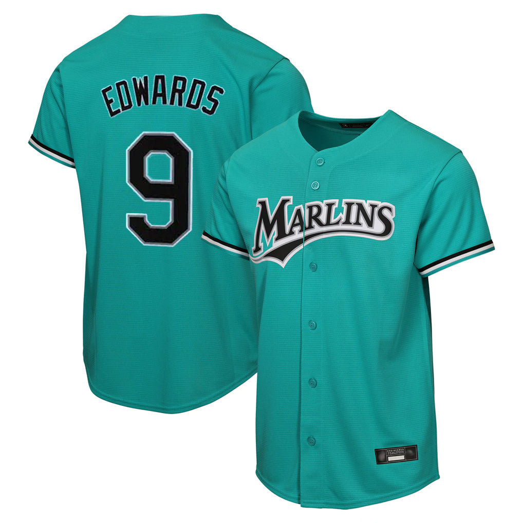 Choea M.Marlins #9 Xavier Edwards Player Teal Home Game Stitched Jerseys