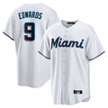 Choea M.Marlins #9 Xavier Edwards Player White  Home Game Stitched Jerseys