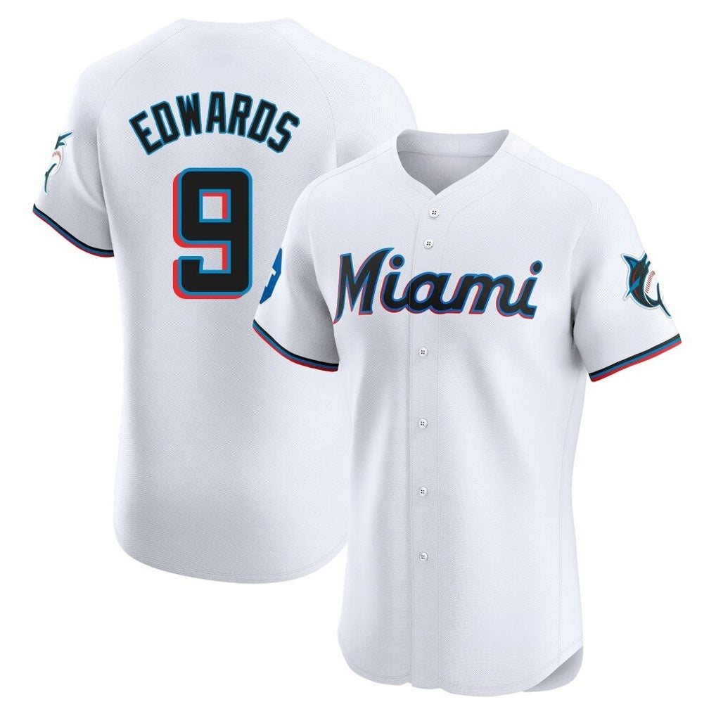 Choea M.Marlins #9 Xavier Edwards Player White  Home Limited Elite Stitched Jerseys