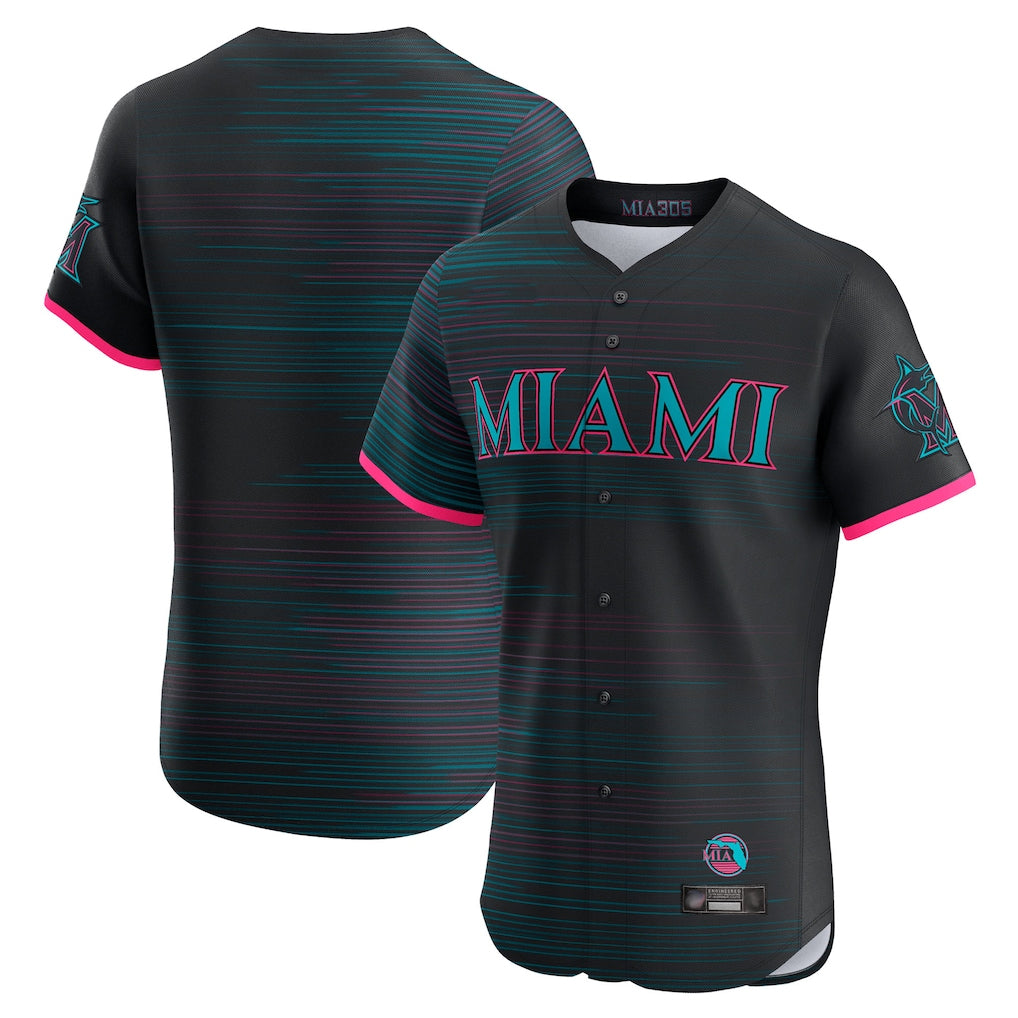Choea M.Marlins Blank Player Black City Connect Home Limited Elite Stitched Jerseys