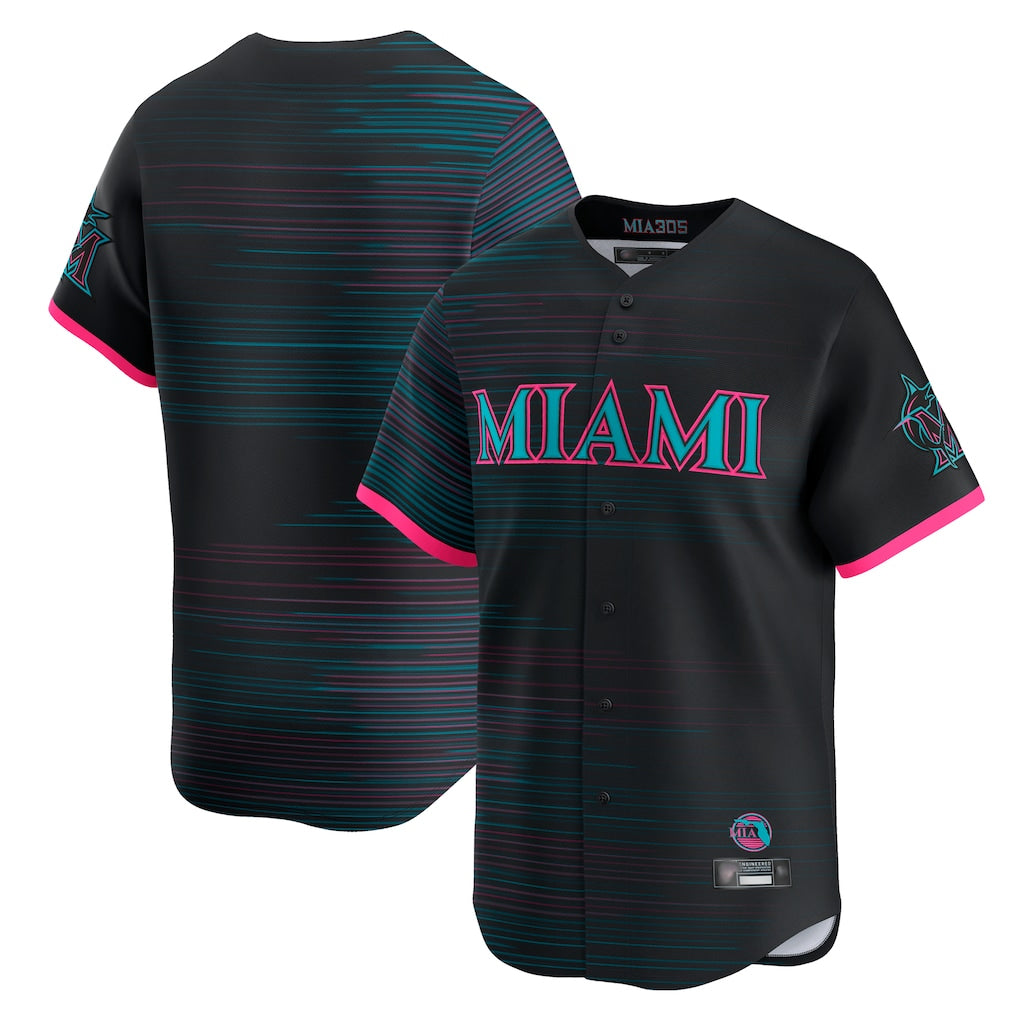 Choea M.Marlins Blank Player Black City Connect Home Limited Stitched Jerseys