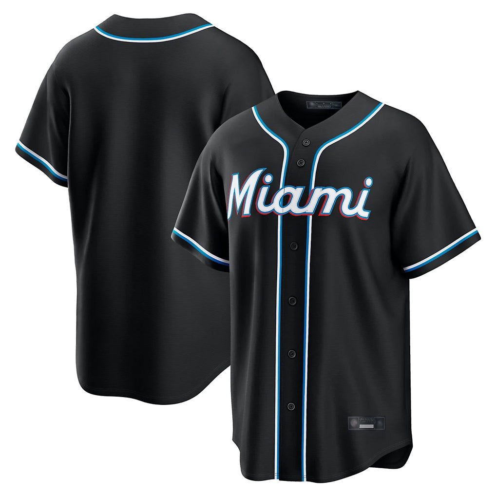 Choea M.Marlins Blank Player Black Fashion Out Home Game Stitched Jerseys