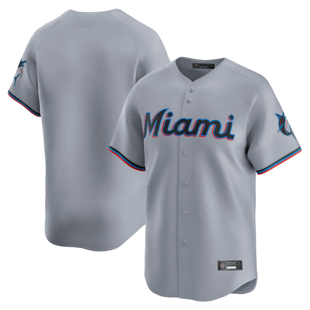 Choea M.Marlins Blank Player Gray Home Limited Stitched Jerseys