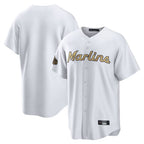 Choea M.Marlins Blank Player White Gold Home Game Stitched Jerseys