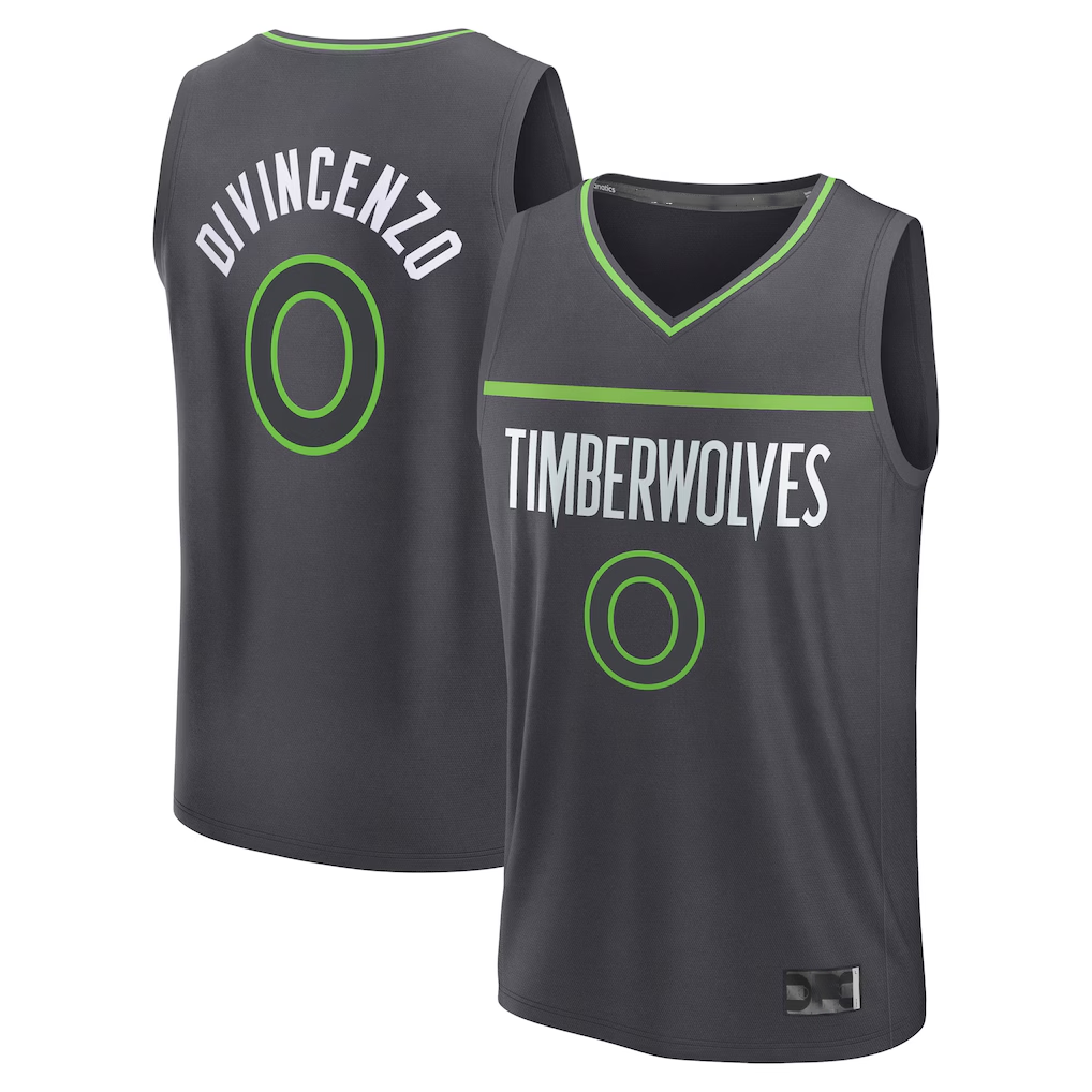 Choea M.Timberwolves #0 Donte DiVincenzo Charcoal Fast Break Replica Player Stitched Jerseys - Statement Edition