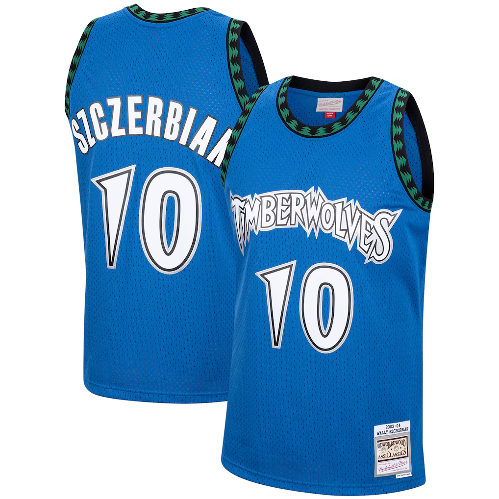 Choea M.Timberwolves #10 Wally Szczerbiak Mitchell & Ness Blue 2003-2004 Hardwood Classics Swingman Stitched Jerseys