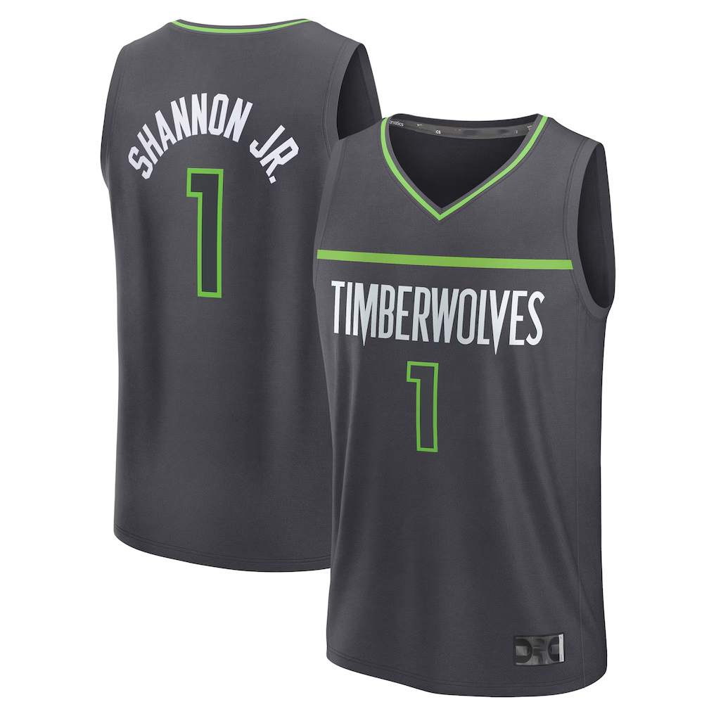 Choea M.Timberwolves #1 Terrence Shannon Jr. Anthracite Fast Break Replica Stitched Jerseys - Statement Edition