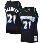Choea M.Timberwolves #21 Kevin Garnett Mitchell & Ness Black Hardwood Classics Swingman Stitched Jerseys