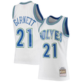 Choea M.Timberwolves #21 Kevin Garnett Mitchell & Ness White 1995-1996 Hardwood Classics Swingman Stitched Jerseys
