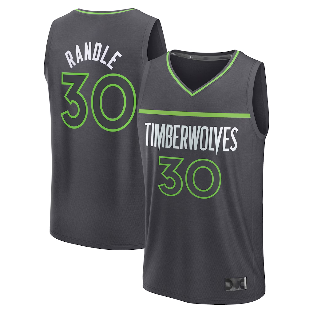 Choea M.Timberwolves #30 Julius Randle Charcoal Fast Break Replica Player Stitched Jerseys - Statement Edition