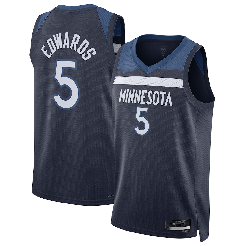 Choea M.Timberwolves #5 Anthony Edwards Navy Swingman Stitched Jerseys- Icon Edition
