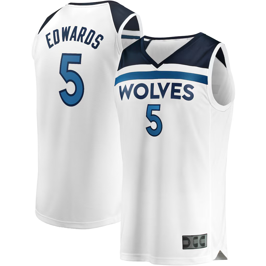 Choea M.Timberwolves #5 Anthony Edwards White Fast Break Replica Player Stitched Jerseys - Association Edition