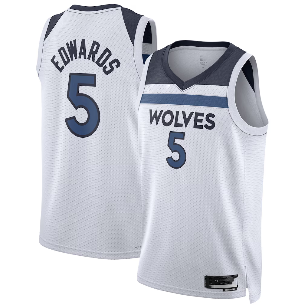 Choea M.Timberwolves #5 Anthony Edwards White Swingman Stitched Jerseys - Association Edition