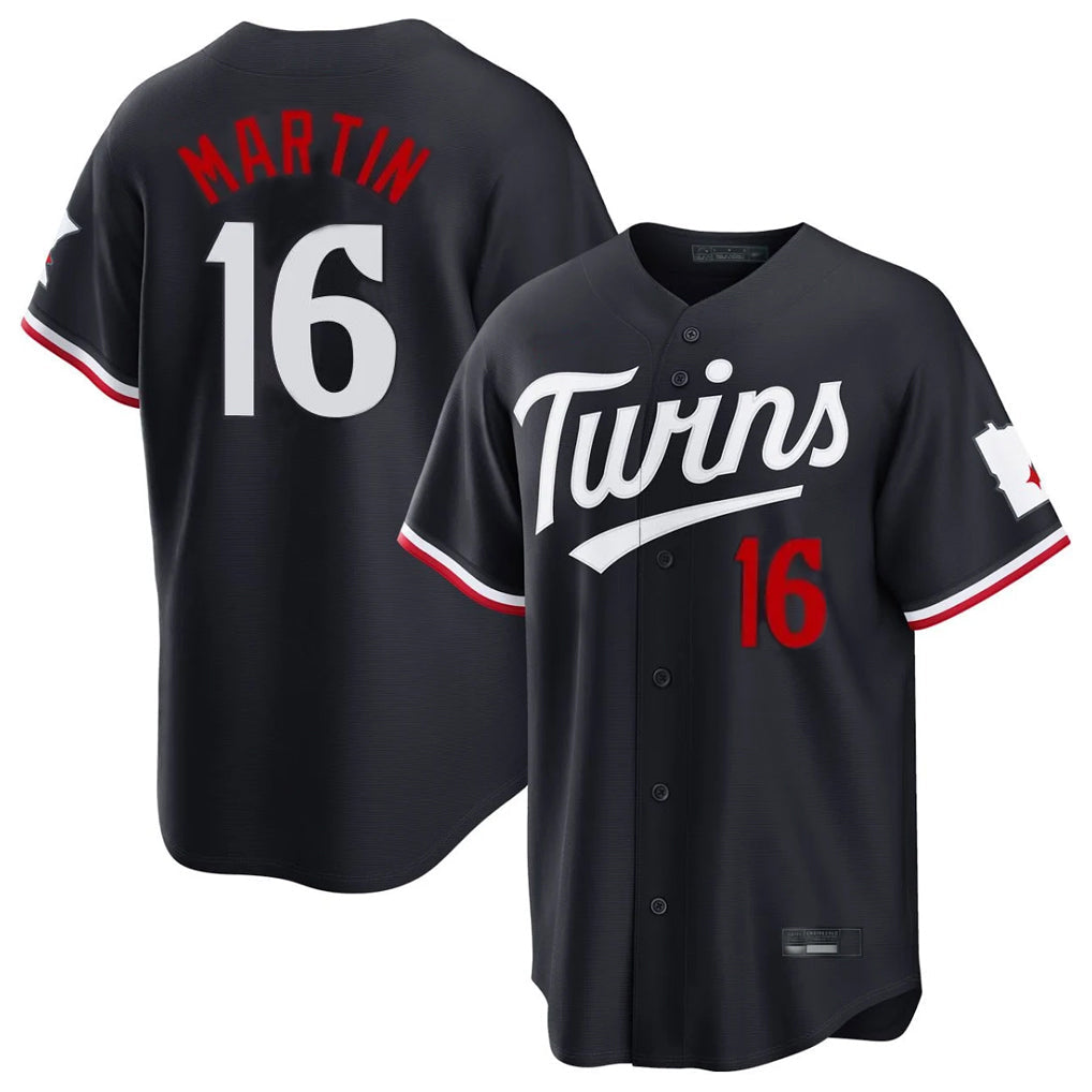 Choea M.Twins #16 Austin Martin Player Navy Home Game Stitched Jerseys