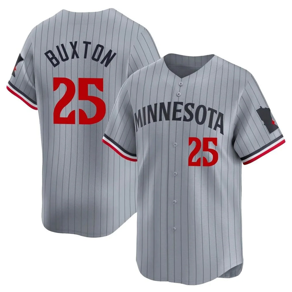 Choea M.Twins #25 Byron Buxton Player Gray Home Limited Stitched Jerseys