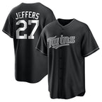 Choea M.Twins #27 Ryan Jeffers Player Black Home Game Stitched Jerseys