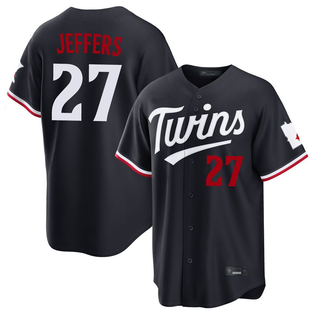 Choea M.Twins #27 Ryan Jeffers Player Navy Home Game Stitched Jerseys