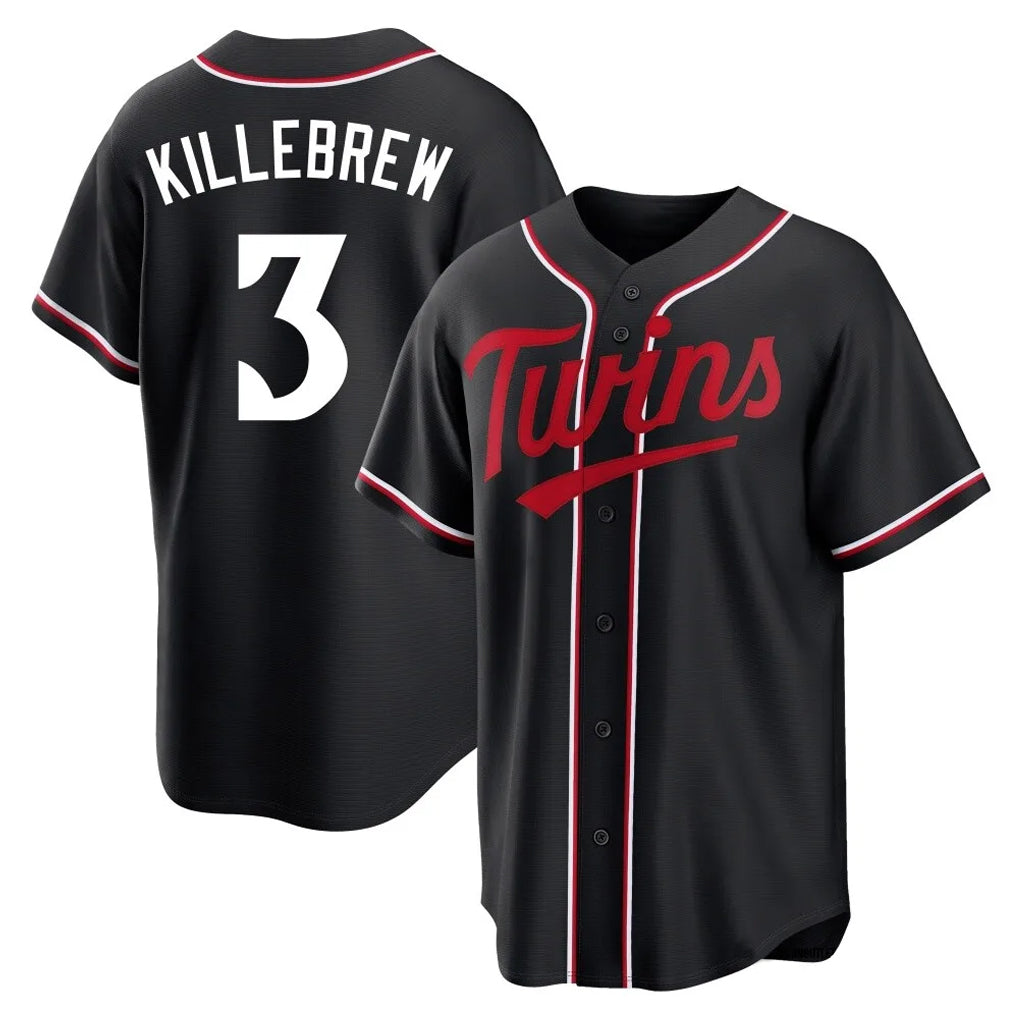 Choea M.Twins #3 Harmon Killebrew Player Black Fashion Out Home Limited Stitched Jerseys