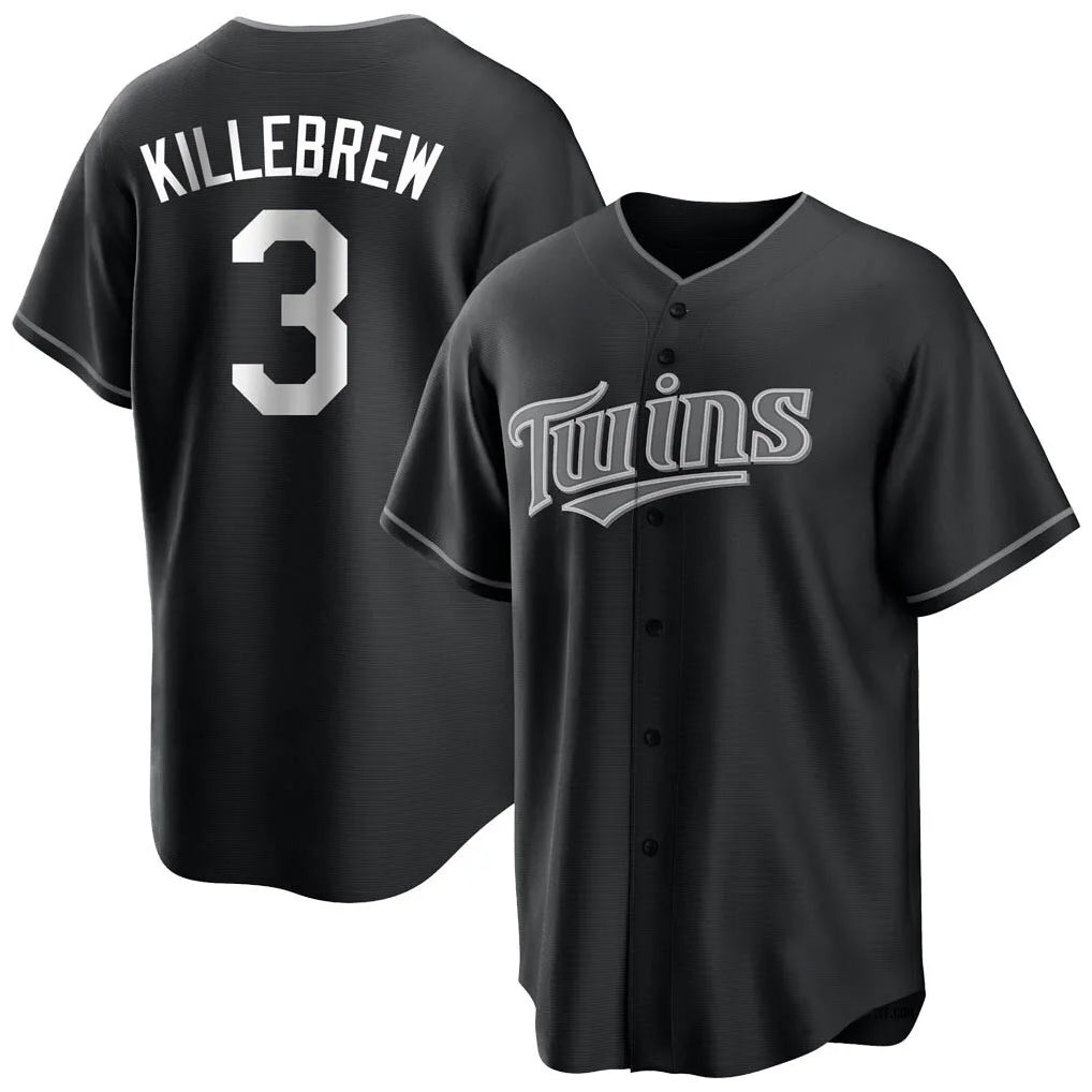 Choea M.Twins #3 Harmon Killebrew Player Black Home Game Stitched Jerseys