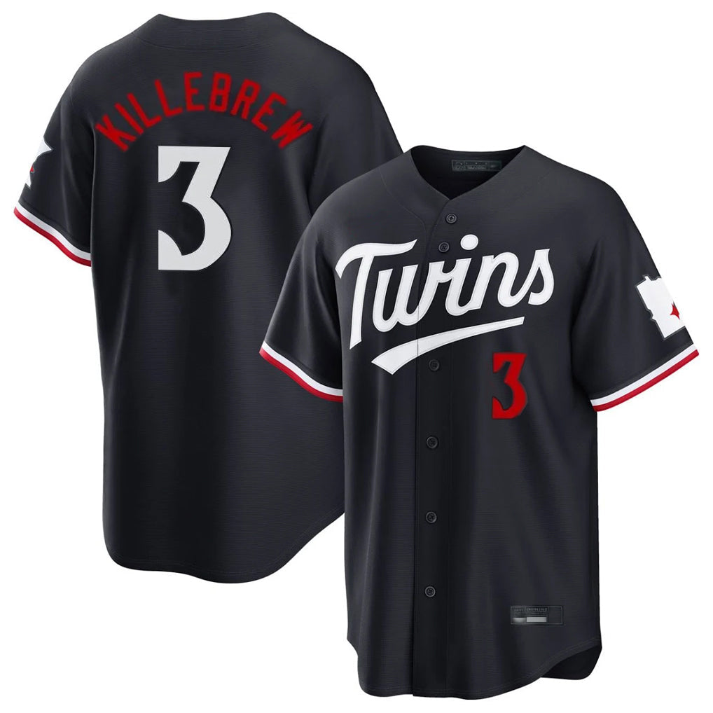 Choea M.Twins #3 Harmon Killebrew Player Navy Home Game Stitched Jerseys