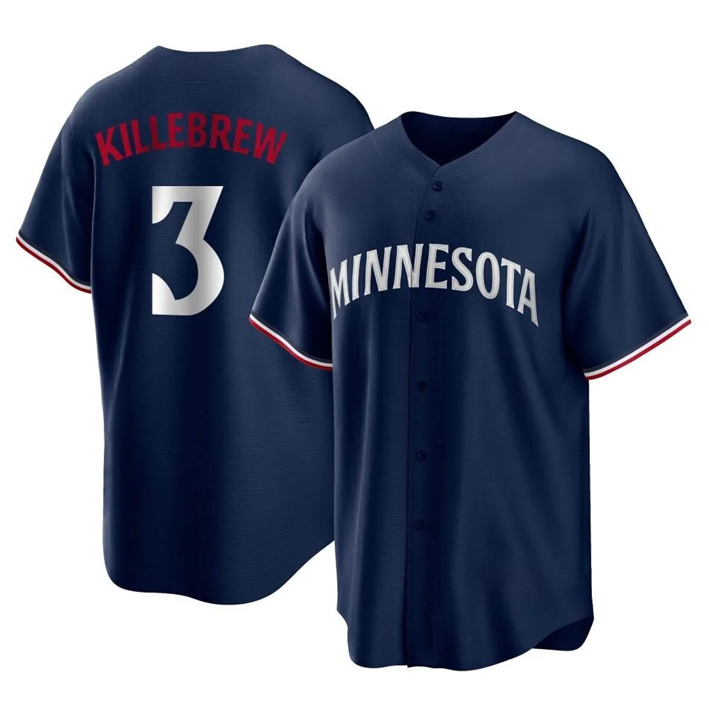 Choea M.Twins #3 Harmon Killebrew Player Navy Replica Alternate Home Stitched Jerseys