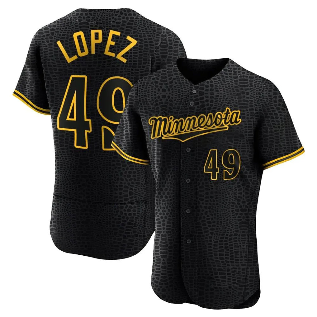Choea M.Twins #49 Pablo Lopez Player Black Snake Skin City Home Limited Elite Stitched Jerseys