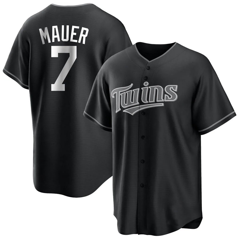 Choea M.Twins #7 Joe Mauer Player Black Home Game Stitched Jerseys