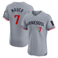 Choea M.Twins #7 Joe Mauer Player Gray Home Limited Elite Stitched Jerseys