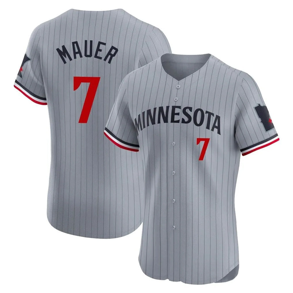 Choea M.Twins #7 Joe Mauer Player Gray Home Limited Elite Stitched Jerseys