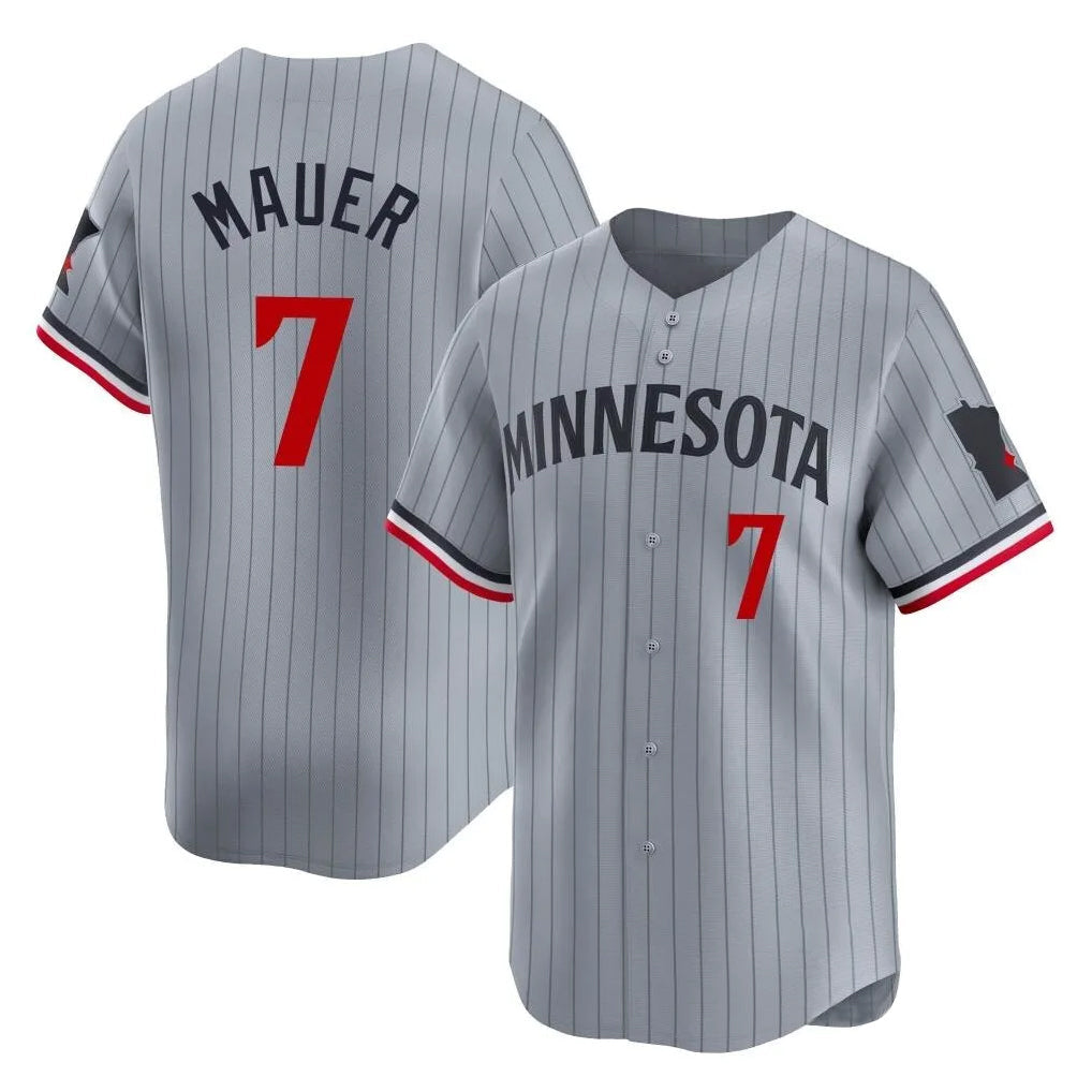 Choea M.Twins #7 Joe Mauer Player Gray Home Limited Stitched Jerseys