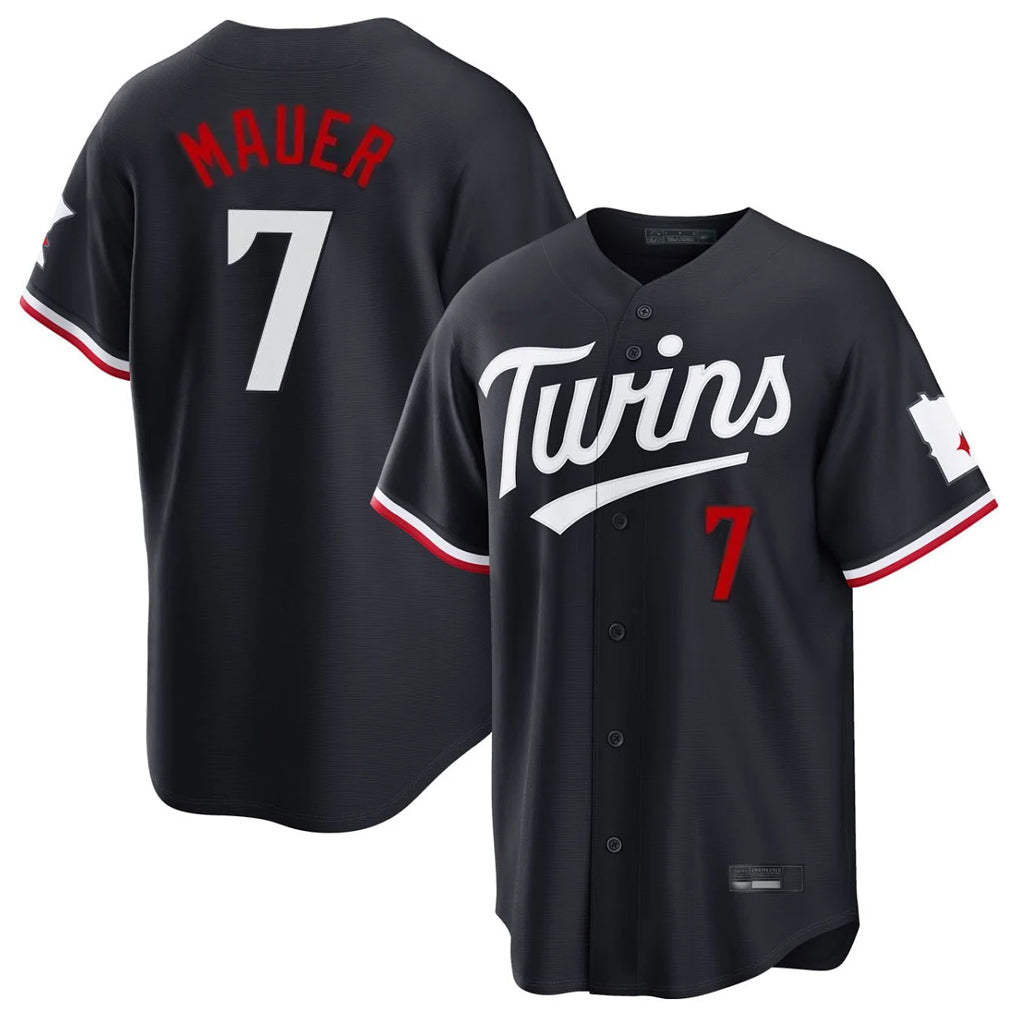 Choea M.Twins #7 Joe Mauer Player Navy Home Game Stitched Jerseys