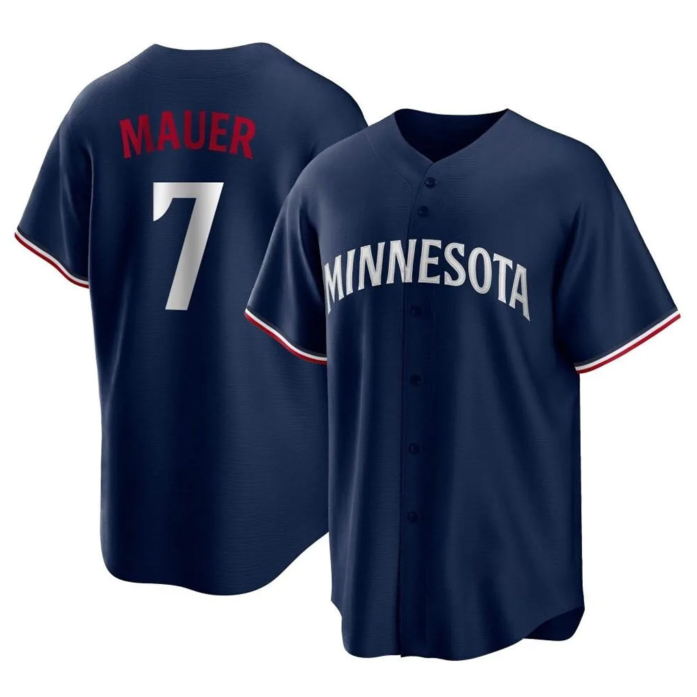 Choea M.Twins #7 Joe Mauer Player Navy Replica Alternate Home Stitched Jerseys