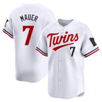 Choea M.Twins #7 Joe Mauer Player White Home Limited Stitched Jerseys