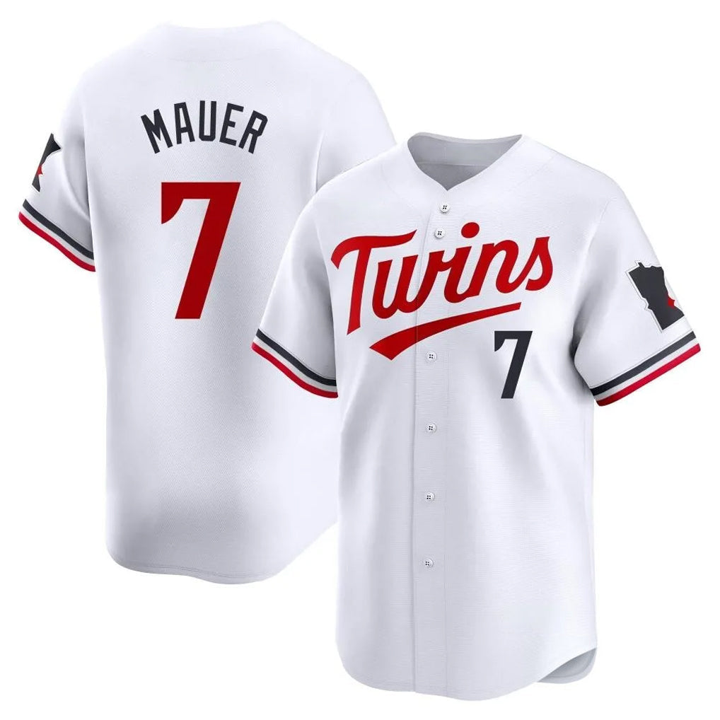 Choea M.Twins #7 Joe Mauer Player White Home Limited Stitched Jerseys