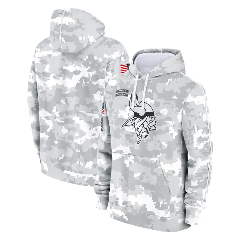 Choea MN.Vikings Arctic Camo Salute to Service Pullover Hoodies Limited Game Blank Player Stitched Jerseys