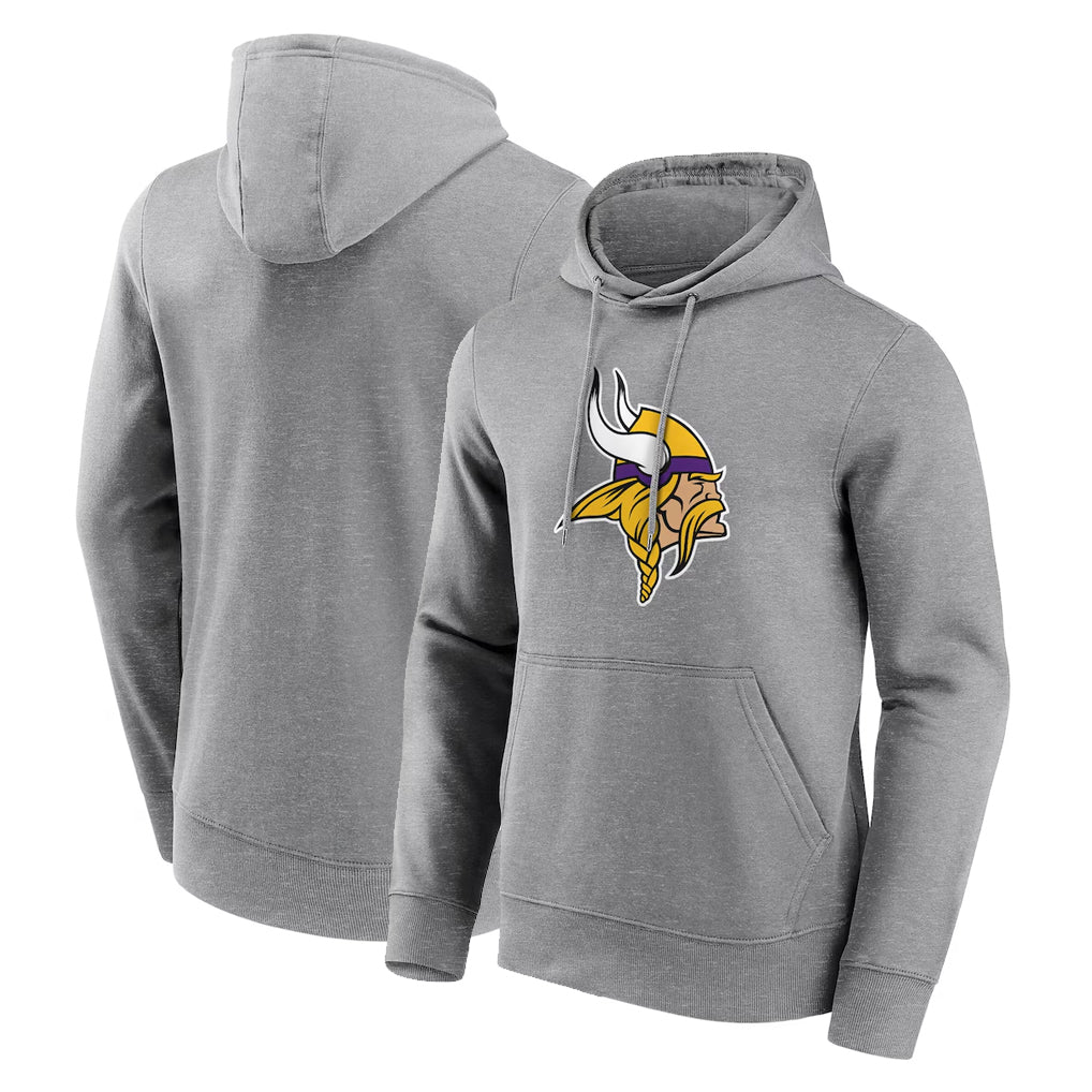 Choea MN.Vikings Gray LOGO Pullover Hoodies Blank Player Home Game Stitched Jerseys