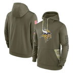 Choea MN.Vikings Olive Salute to Service Pullover Hoodies Blank Player Stitched Jerseys