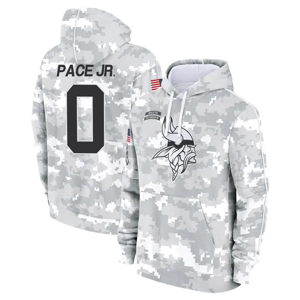 Choea MN.Vikings #0 Ivan Pace Jr. Player Arctic Camo Salute to Service Pullover Hoodies Limited Game Stitched Jerseys