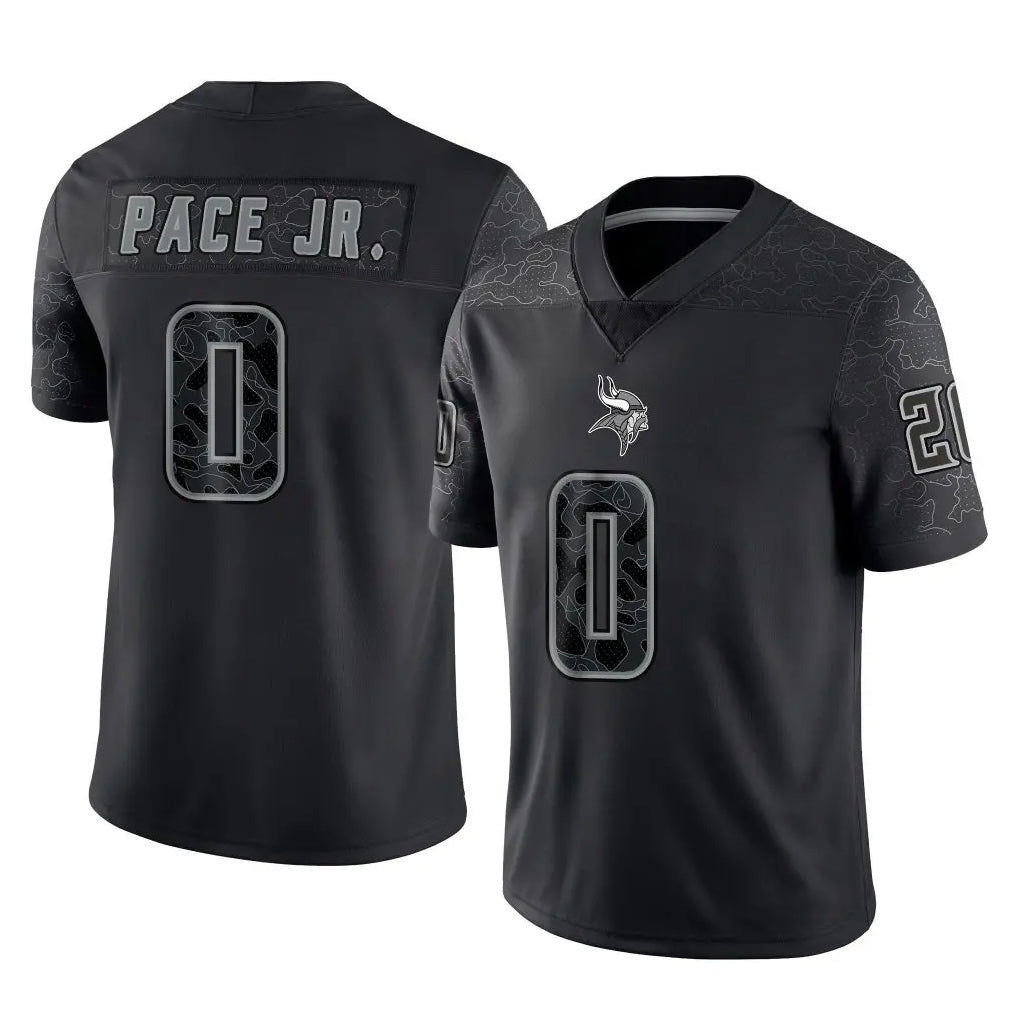 Choea MN.Vikings #0 Ivan Pace Jr. Player Black Reflective LImited Home Game Stitched Jerseys