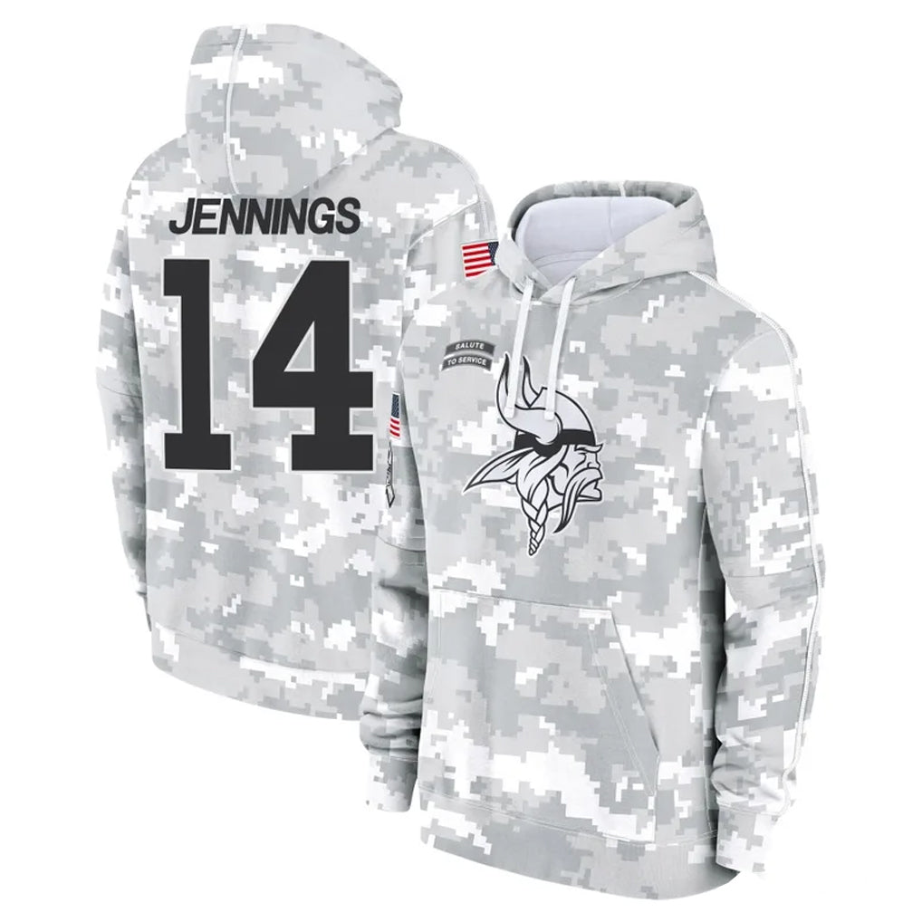 Choea MN.Vikings #14 Jauan Jennings Player Arctic Camo Salute to Service Pullover Hoodies Limited Game Stitched Jerseys