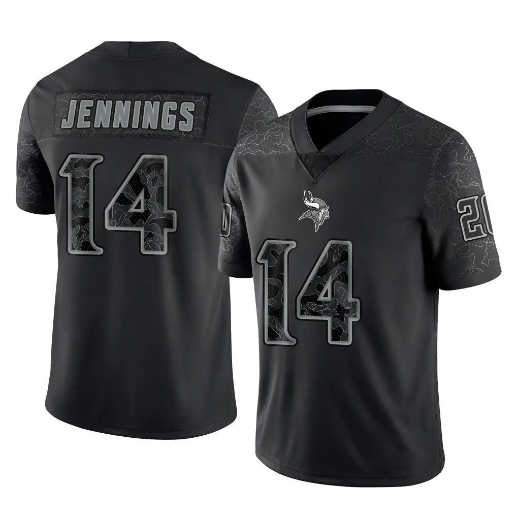 Choea MN.Vikings #14 Jauan Jennings Player Black Reflective LImited Home Game Stitched Jerseys