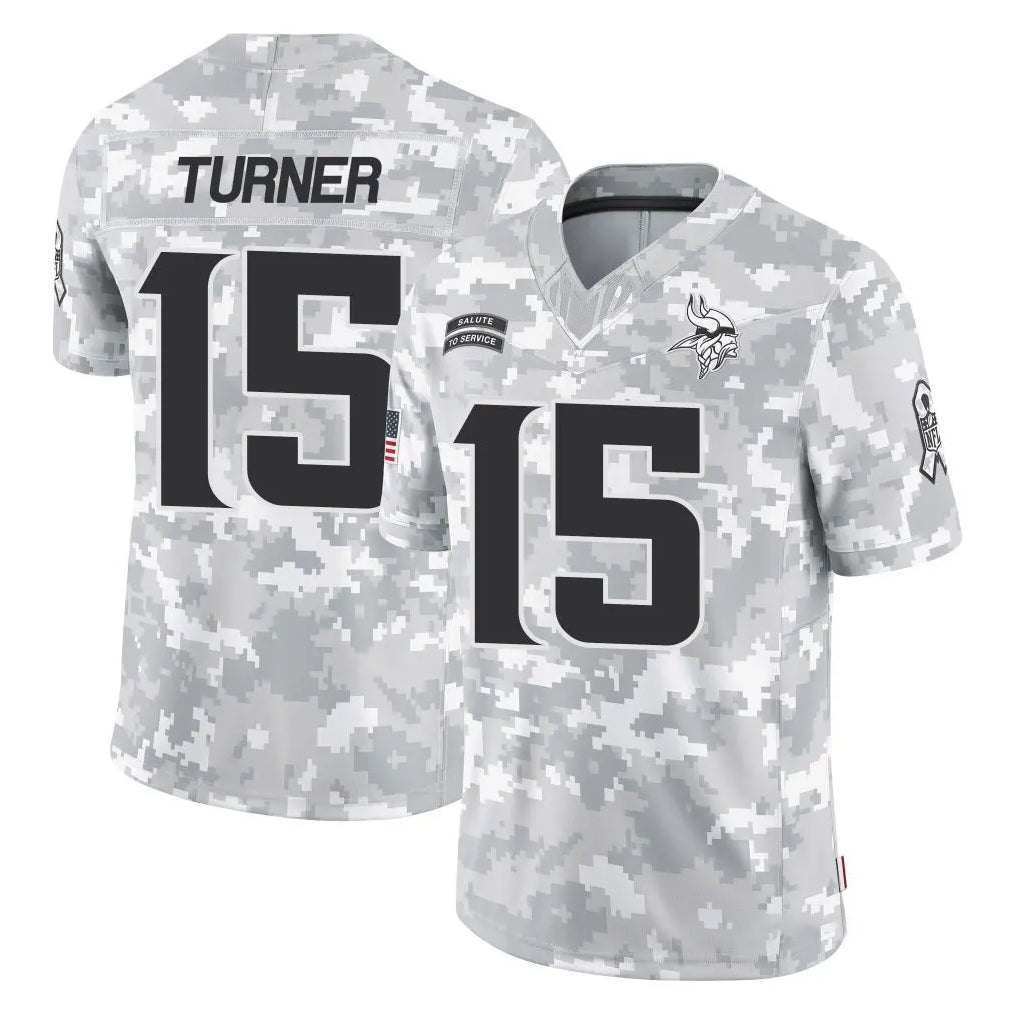 Choea MN.Vikings #15 Dallas Turner Player Arctic Camo Salute To Service Limited Game Stitched Jerseys