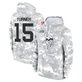 Choea MN.Vikings #15 Dallas Turner Player Arctic Camo Salute to Service Pullover Hoodies Limited Game Stitched Jerseys